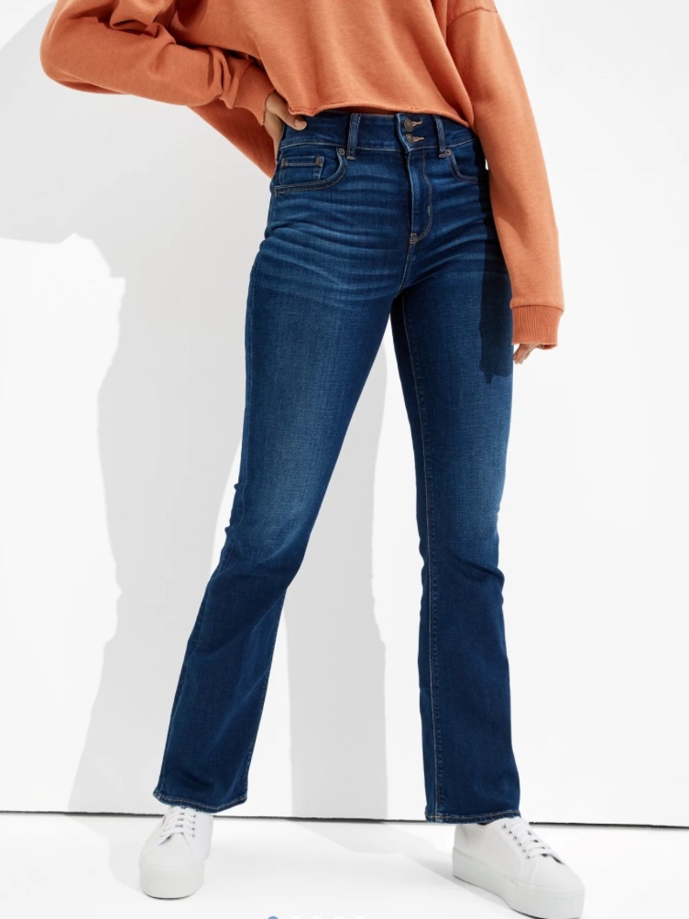 American Eagle Women's Artist Flare Dark Wash Stretch Jeans  |  Size: 16 Regular